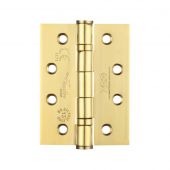 ZHSS243PVD3 - Zoo Hardware Grade 13 CE Fire Rated Ball Bearing Hinges &lpar;Square&rpar; 102 x 76 x 3mm PVD Stainless Brass &lpar;Pack of 3&rpar;