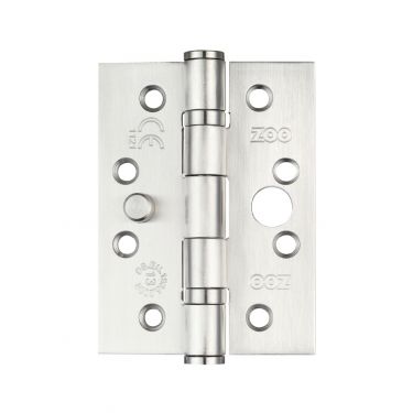 Click Here To Enlarge This Photo Of ZHSSDB243S - Zoo Hardware Grade 13 CE Fire Rated &lpar;Dog Bolt&rpar; Ball Bearing Hinges &lpar;Square&rpar; 102 x 76 x 3mm Satin Stainless Steel