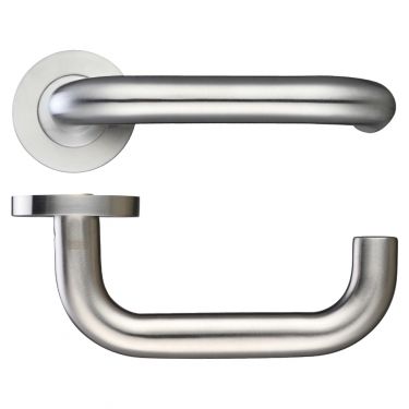 Click Here To Enlarge This Photo Of ZPS030SS - Zoo Hardware 19mm Return to Door Safety Lever on Round Rose &lpar;Grade 304&rpar; Satin Stainless Steel