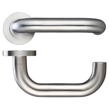 Click Here To Enlarge This Photo Of ZPS080SS - Zoo Hardware 22mm Return to Door Safety Lever on Round Rose &lpar;Grade 304&rpar; Satin Stainless Steel