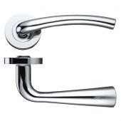 ZPZ010CP - Zoo Hardware Stanza 'Assisi' Lever Handles on Round Screw on Rose - Polished Chrome &lpar;Designer Range&rpar;