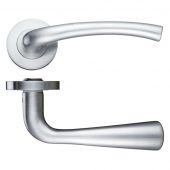ZPZ010SC - Zoo Hardware Stanza 'Assisi' Lever Handles on Round Screw on Rose - Satin Chrome &lpar;Designer Range&rpar;