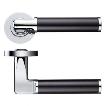 Click Here To Enlarge This Photo Of ZPZ030CPMB - Zoo Hardware Stanza 'Milan' Lever Handles on Round Screw on Rose &lpar;Dual Finish&rpar; Polished Chrome &lpar;Designer Range&rpar;