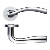 ZPZ050CP - Zoo Hardware Stanza 'Siena' Lever Handles on Round Screw on Rose - Polished Chrome &lpar;Designer Range&rpar;
