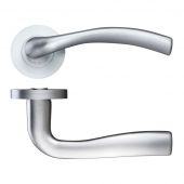 ZPZ050SC - Zoo Hardware Stanza 'Siena' Lever Handles on Round Screw on Rose - Satin Chrome &lpar;Designer Range&rpar;