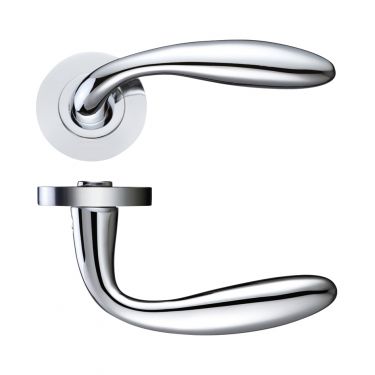 Click Here To Enlarge This Photo Of ZPZ060CP - Zoo Hardware Stanza 'Verona' Lever Handles on Round Screw on Rose - Polished Chrome &lpar;Designer Range&rpar;