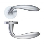 ZPZ060SC - Zoo Hardware Stanza 'Verona' Lever Handles on Round Screw on Rose - Satin Chrome &lpar;Designer Range&rpar;