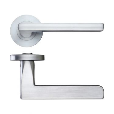 Click Here To Enlarge This Photo Of ZPZ070SC - Zoo Hardware Stanza 'Venice' Lever Handles on Round Screw on Rose - Satin Chrome &lpar;Designer Range&rpar;