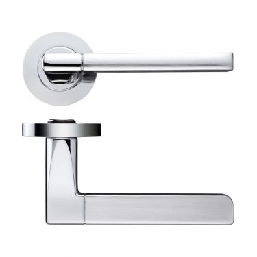 Click Here To Enlarge This Photo Of ZPZ070SCCP - Zoo Hardware Stanza 'Venice' Lever Handles on Round Screw on Rose &lpar;Dual Finish&rpar; Satin&sol;Polished Chrome &lpar;Designer Range&rpar;