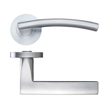 Click Here To Enlarge This Photo Of ZPZ080SC - Zoo Hardware Stanza 'Amalfi' Lever Handles on Round Screw on Rose - Satin Chrome &lpar;Designer Range&rpar;