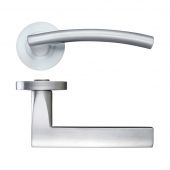 ZPZ080SC - Zoo Hardware Stanza 'Amalfi' Lever Handles on Round Screw on Rose - Satin Chrome &lpar;Designer Range&rpar;