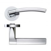 ZPZ080SCCP - Zoo Hardware Stanza 'Amalfi' Lever Handles on Round Screw on Rose &lpar;Dual Finish&rpar; Satin&sol;Polished Chrome &lpar;Designer Range&rpar;