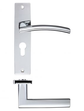 Click Here To Enlarge This Photo Of ZPZ081EPCP - Zoo Hardware Stanza 'Amalfi' Lever Euro Lock &lpar;47&period;5mm c&sol;c&rpar; Handles on Backplate &lpar;180mm x 43mm&rpar; Polished Chrome &lpar;Designer Range&rpar;