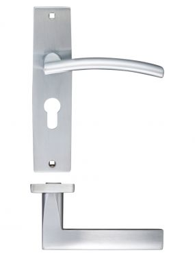 Click Here To Enlarge This Photo Of ZPZ081EPSC - Zoo Hardware Stanza 'Amalfi' Lever Euro Lock &lpar;47&period;5mm c&sol;c&rpar; Handles on Backplate &lpar;180mm x 43mm&rpar; Satin Chrome &lpar;Designer Range&rpar;