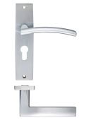 ZPZ081EPSC - Zoo Hardware Stanza 'Amalfi' Lever Euro Lock &lpar;47&period;5mm c&sol;c&rpar; Handles on Backplate &lpar;180mm x 43mm&rpar; Satin Chrome &lpar;Designer Range&rpar;