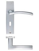 ZPZ081SC - Zoo Hardware Stanza 'Amalfi' Lock Lever Handles &lpar;57mm c&sol;c&rpar; on Backplate &lpar;180mm x 43mm&rpar; Satin Chrome &lpar;Designer Range&rpar;