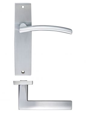 Click Here To Enlarge This Photo Of ZPZ082SC - Zoo Hardware Stanza 'Amalfi' Latch Lever Handles on Backplate &lpar;180mm x 43mm&rpar; Satin Chrome &lpar;Designer Range&rpar;