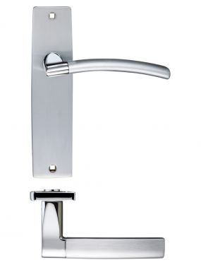 Click Here To Enlarge This Photo Of ZPZ082SCCP - Zoo Hardware Stanza 'Amalfi' Latch Lever Handles on Backplate &lpar;180mm x 43mm&rpar; &lpar;Dual Finish&rpar; Satin&sol;Polished Chrome &lpar;Designer Range&rpar;