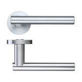 ZPZ090SC - Zoo Hardware Stanza 'Lucca' Lever Handles on Round Screw on Rose - Satin Chrome &lpar;Designer Range&rpar;
