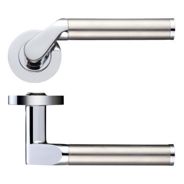 Click Here To Enlarge This Photo Of ZPZ120CPSS - Zoo Hardware Stanza 'Venus' Lever Handles on Round Screw on Rose Polished &lpar;Dual Finish&rpar; Chrome&sol;Satin Stainless &lpar;Designer Range&rpar;
