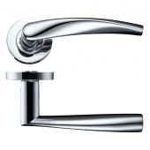 ZPZ210CP - Zoo Hardware Stanza 'Vesta' Lever Handles on Round Screw on Rose - Polished Chrome &lpar;Designer Range&rpar;