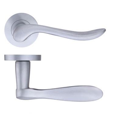 Click Here To Enlarge This Photo Of ZPZ240SC - Zoo Hardware Stanza 'Lincoln' Lever Handles on Round Screw on Rose - Satin Chrome &lpar;Designer Range&rpar;