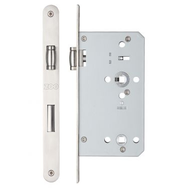 Click Here To Enlarge This Photo Of ZRD7860RSS - Zoo Hardware Roller Din Bathroom Lock - 78mm c&sol;c - 60mm Backset &lpar;Radius&rpar; Satin Stainless Steel