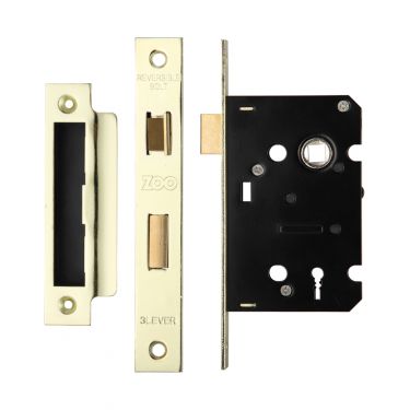 Click Here To Enlarge This Photo Of ZSC364PVD - Zoo Hardware 3 Lever Sashlock 64mm &lpar;45mm Backset&rpar; Polished Brass