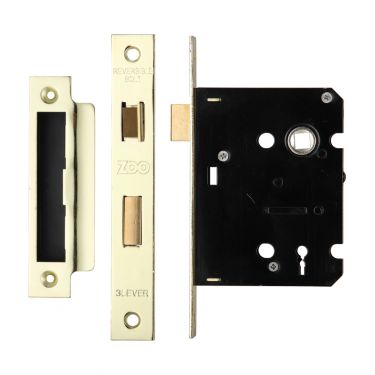 Click Here To Enlarge This Photo Of ZSC376PVD - Zoo Hardware 3 Lever Sashlock 76mm &lpar;57mm Backset&rpar; Polished Brass