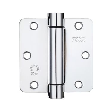 Click Here To Enlarge This Photo Of ZSHPCP - Zoo Hardware Single Action Spring Hinge Pack &lpar;Radius&rpar; - 89 x 87 x 2mm - Polished Chrome &lpar;Contains 2 Sprung and 1 Unsprung Hinge&rpar;