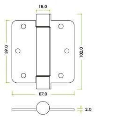 Click Here To Enlarge This Photo Of ZSHPCP - Zoo Hardware Single Action Spring Hinge Pack &lpar;Radius&rpar; - 89 x 87 x 2mm - Polished Chrome &lpar;Contains 2 Sprung and 1 Unsprung Hinge&rpar;