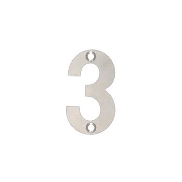 Click Here To Enlarge This Photo Of ZSN03SS - Zoo Hardware Numeral &lpar;No 3&rpar; 50mm Satin Stainless Steel