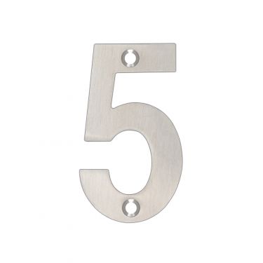 Click Here To Enlarge This Photo Of ZSN05ASS - Zoo Hardware Numeral &lpar;No 5&rpar; 75mm Satin Stainless Steel