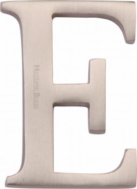 Click Here To Enlarge This Photo Of C1565 2 E-SN Heritage Brass Alphabet E Pin Fix 51mm &lpar;2"&rpar; Satin Nickel Finish