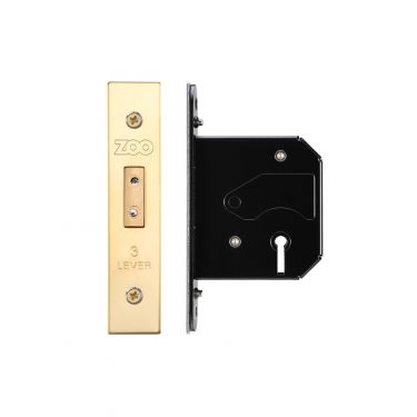 Click Here To Enlarge This Photo Of ZURD364PVD - Zoo Hardware 3 Lever Replacement Deadlock 64mm &lpar;45mm backset&rpar; PVD Stainless Brass