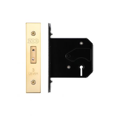 Click Here To Enlarge This Photo Of ZURD376PVD - Zoo Hardware 3 Lever Replacement Deadlock 76mm &lpar;57mm backset&rpar; PVD Stainless Brass