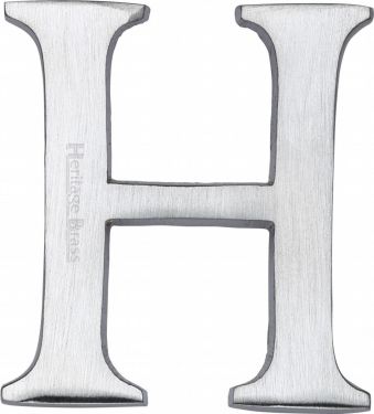 Click Here To Enlarge This Photo Of C1565 2 H-SC Heritage Brass Alphabet H Pin Fix 51mm &lpar;2"&rpar; Satin Chrome Finish