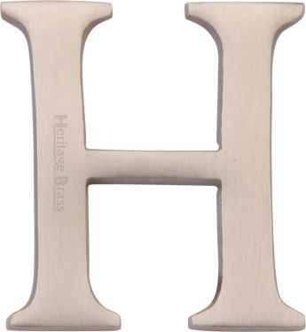 Click Here To Enlarge This Photo Of C1565 2 H-SN Heritage Brass Alphabet H Pin Fix 51mm &lpar;2"&rpar; Satin Nickel Finish