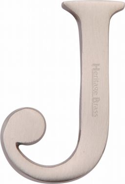 Click Here To Enlarge This Photo Of C1565 2 J-SN Heritage Brass Alphabet J Pin Fix 51mm &lpar;2"&rpar; Satin Nickel Finish