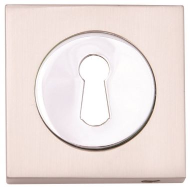 Click Here To Enlarge This Photo Of Fortessa - FSESC-SNCP - Square Keyhole Escutcheon Satin Nickel&sol;Polished Chrome Finish