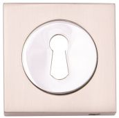 Fortessa - FSESC-SNCP - Square Keyhole Escutcheon Satin Nickel&sol;Polished Chrome Finish