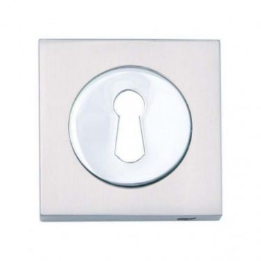 Click Here To Enlarge This Photo Of Fortessa - FSEESC-SPC - Square Euro-Profile Escutcheon Satin&sol;Polished Chrome Finish