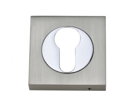 Click Here To Enlarge This Photo Of Fortessa - FSEESC-SNCP - Square Euro-Profile Escutcheon Satin Nickel&sol;Polished Chrome Finish