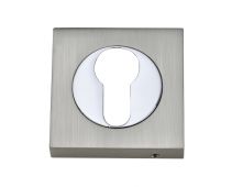 Fortessa - FSEESC-SNCP - Square Euro-Profile Escutcheon Satin Nickel&sol;Polished Chrome Finish