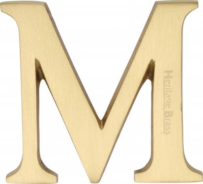 Click Here To Enlarge This Photo Of C1565 2 M-SB Heritage Brass Alphabet M Pin Fix 51mm &lpar;2"&rpar; Satin Brass Finish