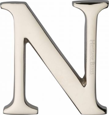 Click Here To Enlarge This Photo Of C1565 2 N-PNF Heritage Brass Alphabet N Pin Fix 51mm &lpar;2"&rpar; Polished Nickel Finish