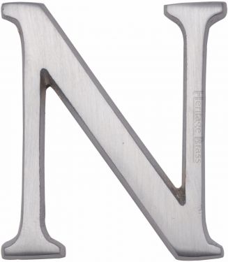 Click Here To Enlarge This Photo Of C1565 2 N-SC Heritage Brass Alphabet N Pin Fix 51mm &lpar;2"&rpar; Satin Chrome Finish