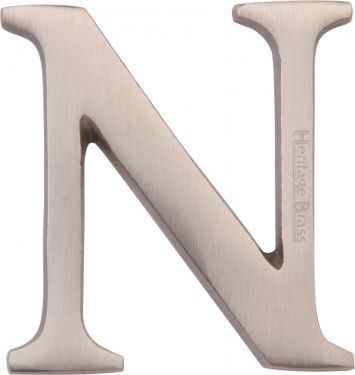 Click Here To Enlarge This Photo Of C1565 2 N-SN Heritage Brass Alphabet N Pin Fix 51mm &lpar;2"&rpar; Satin Nickel Finish