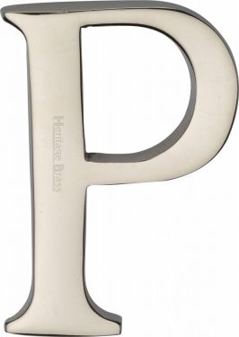 Click Here To Enlarge This Photo Of C1565 2 P-PNF Heritage Brass Alphabet P Pin Fix 51mm &lpar;2"&rpar; Polished Nickel Finish