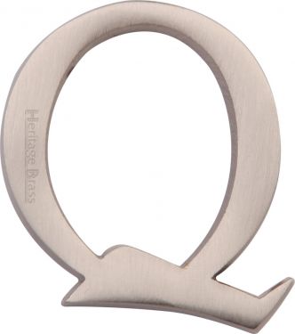 Click Here To Enlarge This Photo Of C1565 2 Q-SN Heritage Brass Alphabet Q Pin Fix 51mm &lpar;2"&rpar; Satin Nickel Finish